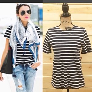 Navy & White Striped Gap T Shirt Back Zipper Small